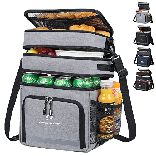 0850034374338 - LUNCH BAG WOMEN/MEN,REUSABLE LUNCH BOX FOR MEN,LARGE LUNCH BOX FOR ADULTS,INSULATED LUNCH COOLER BAG,PORTABLE LEAKPROOF LUNCH TOTE BAG FOR WORK OFFICE SCHOOL PICNIC BEACH-LARGE,DARK GREY