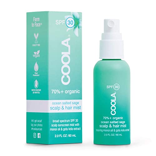 0850034523323 - COOLA ORGANIC SCALP SPRAY & HAIR SUNSCREEN MIST WITH SPF 30, DERMATOLOGIST TESTED HAIR CARE FOR DAILY PROTECTION, VEGAN AND GLUTEN FREE, OCEAN SALTED SAGE, 2 FL OZ, 2 PACK
