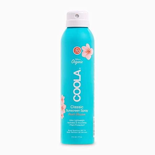 0850034523330 - COOLA ORGANIC SUNSCREEN SPF 70 SUNBLOCK SPRAY, DERMATOLOGIST TESTED SKIN CARE FOR DAILY PROTECTION, VEGAN AND GLUTEN FREE, PEACH BLOSSOM, 6 FL OZ, 2 PACK