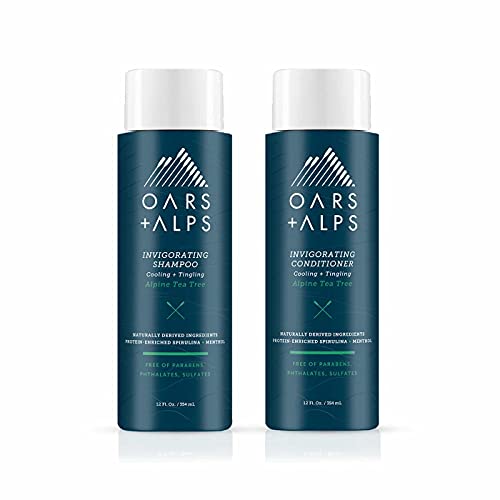 0850034925219 - OARS + ALPS MENS NATURALLY DERIVED SULFATE FREE HAIR SHAMPOO AND CONDITIONER SET, MADE WITH WITCH HAZEL AND TEA TREE OIL, ALPINE TEA TREE, 12 FL OZ EACH