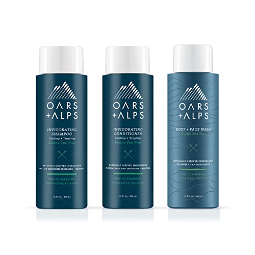0850034925561 - OARS + ALPS MENS SULFATE FREE HAIR SHAMPOO, CONDITIONER, AND BODY WASH KIT, HAIR AND SKIN CARE INFUSED WITH WITCH HAZEL AND TEA TREE OIL, ALPINE TEA TREE SCENT