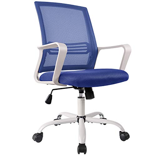 0850036662464 - OFFICE CHAIR, MID BACK DESK CHAIR, ERGONOMIC HOME OFFICE DESK CHAIRS, MESH COMPUTER CHAIR, CUTE SWIVEL ROLLING TASK CHAIR WITH LUMBAR SUPPORT AND ARMRESTS