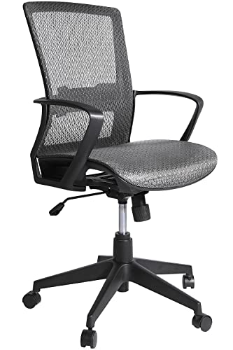 0850036662570 - OFFICE CHAIR, ERGONOMIC HOME OFFICE COMPUTER DESK CHAIR MID-BACK SWIVEL ROLLING MESH TASK CHAIR WITH ARMRESTS AND CASTERS (LIGHT GRAY, MODERN)