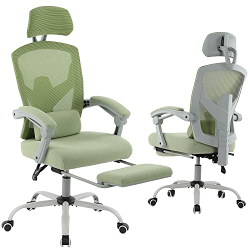 0850036662655 - OFFICE CHAIR, ERGONOMIC HOME OFFICE DESK CHAIRS, HIGH BACK MESH COMPUTER CHAIR, SWIVEL ROLLING TASK CHAIR WITH LUMBAR SUPPORT PILLOW, ADJUSTABLE HEADREST, RETRACTABLE FOOTREST AND PADDED ARMRESTS