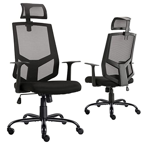 0850036662747 - OFFICE CHAIR, MESH HOME OFFICE TASK CHAIR, DESK CHAIR COMPUTER CHAIR, ERGONOMIC HIGH-BACK SWIVEL ROLLING EXECUTIVE CHAIR WITH LUMBAR SUPPORT, HEADREST AND ARMRESTS