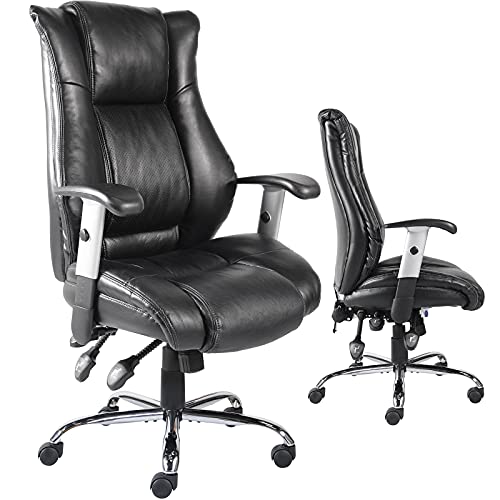 0850036664680 - OFFICE CHAIR, EXECUTIVE CHAIR ERGONOMIC COMPUTER CHAIR PU LEATHER HIGH BACK DESK CHAIR, ADJUSTABLE SWIVEL COMFORTABLE ROLLING CHAIR, BLACK