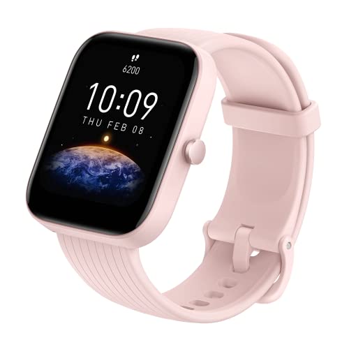 0850037656585 - AMAZFIT BIP 3 SMART WATCH FOR WOMEN, HEALTH & FITNESS TRACKER WITH 1.69 LARGE COLOR DISPLAY,14-DAY BATTERY LIFE, 60+ SPORTS MODES, BLOOD OXYGEN HEART RATE SLEEP MONITOR, 5 ATM WATER-RESISTANT (PINK)