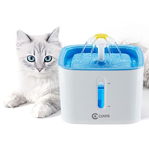 0850038702151 - CIAYS CAT WATER FOUNTAIN, AUTOMATIC PET WATER FOUNTAIN, 84OZ/2.5L DOG WATER DISPENSER WITH 3 REPLACEMENT FILTERS FOR CATS, DOGS, MULTIPLE PETS, BLUE
