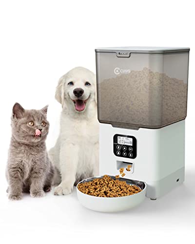 0850038702175 - CIAYS AUTOMATIC CAT FEEDERS, 5.6L CAT FOOD DISPENSER UP TO 20 PORTIONS CONTROL 4 MEALS PER DAY, PET DRY FOOD DISPENSER FOR SMALL MEDIUM CATS DOGS, DUAL POWER SUPPLY & VOICE RECORDER, WHITE