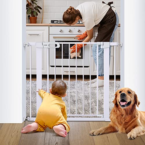 0850038702861 - CIAYS 29.5” TO 37.8” SAFETY BABY GATE, EXTRA WIDE AUTO-CLOSE DOG GATE FOR STAIRS, EASY WALK THRU INDOOR PET GATE FOR DOORWAYS AND ROOMS, WHITE CHILD GATE EASY PRESSURE MOUNTED INSTALLATION