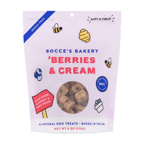 0850038855031 - BOCCES BAKERY TREATS FOR DOGS - SPECIAL EDITION SOFT & CHEWY WHEAT-FREE DOG TREATS, BERRIES & CREAM, 6 OZ