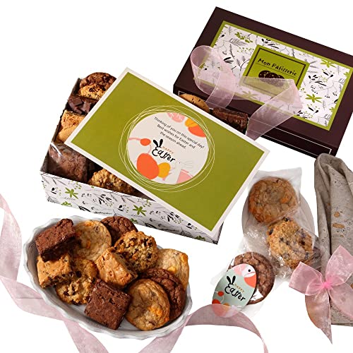 0850040894042 - BROADWAY BASKETEERS BROWNIE AND COOKIE GIFT BOX, SPRING EASTER GIFT BASKET ARRANGEMENTS FOOD GIFT BASKETS DELIVERY PRIME GOURMET EDIBLE CARE PACKAGE FOR NEIGHBORS, FAMILIES, CHURCH, COUPLES, HER, HIM