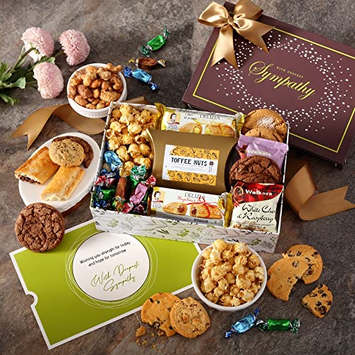 0850040894103 - BROADWAY BASKETEERS SYMPATHY GIFT BASKET FOR CONDOLENCES, DELIVERY WITH PRIME GOURMET TREATS GIFT BOX, INDIVIDUALLY WRAPPED DESSERTS & SNACKS CARE PACKAGE FOR MEN, WOMEN, GRIEF, MEMORIAL, REMEMBRANCE