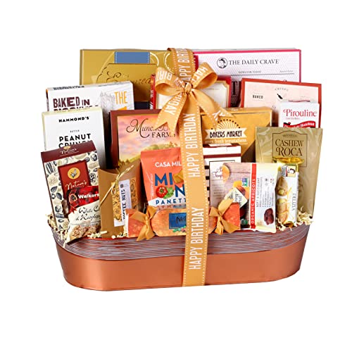 0850040894295 - HAPPY BIRTHDAY GRAND GIFT BASKET CHOCOLATES, SWEET, SAVORY, CRUNCHY, PACKED WITH BIRTHDAY FUN, PERFECT BIRTHDAY GIFT BASKET FOR MOM, DAD, FAMILY, FRIENDS, AND BUSINESS ASSOCIATES, KOSHER