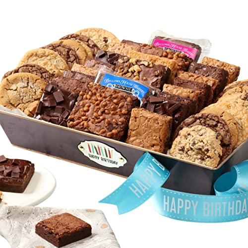 0850040894349 - BROADWAY BASKETEERS HAPPY BIRTHDAY GIFT BASKETS. SHARE THE JOY WITH 44 BROWNIES AND COOKIES INDIVIDUALLY WRAPPED FOR FRESHNESS. ASSORTED TOPPING AND FLAVORS
