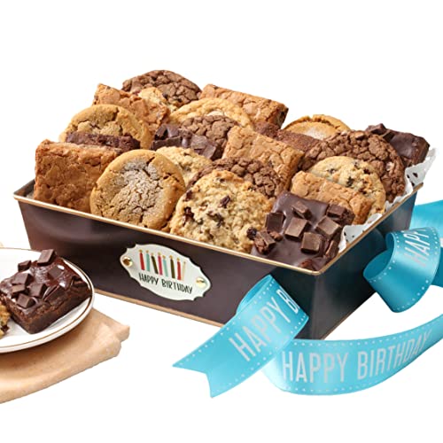 0850040894356 - HAPPY BIRTHDAY GIFT BASKET FILLED WITH INDIVIUALLY WRAPPED FRESH BROWNIES AND COOKIES ASSORTED TOPPINGS AND FLAVORS PERFECT FOR HER HIM FRIENDS ASSOCIATES