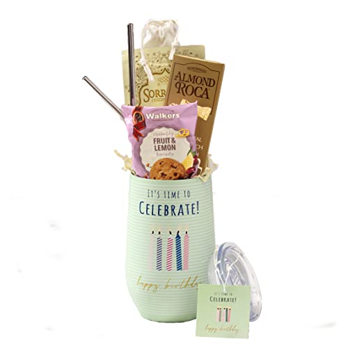 0850040894486 - HAPPY BIRTHDAY CHOCOLATE AND SWEETS GIF MUG. LARGE 16OZ. INSULATED GIFT MUG INCLUDES 3 PIECE SET OF METAL STRAWS BIRTHDAY GIFT FOR MOM DAD FRIENDS