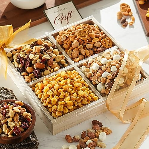 0850040894684 - NUTS GIFT BASKET GOURMET NUT BOX ASSORTMENT FOR MEN AND WOMEN, HEALTHY SNACKING GIFT TRAY - BROADWAY BASKETEERS
