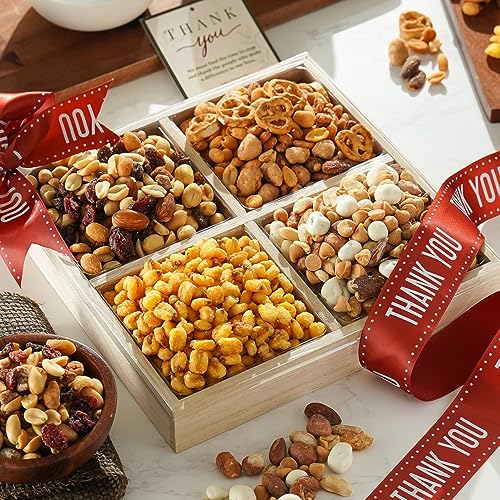 0850040894912 - THANK YOU NUTS GIFT BASKET GOURMET NUT BOX ASSORTMENT FOR MEN AND WOMEN BUSINESS AND CORPORATE, HEALTHY GIFT TRAY FOR APPRECIATION - BROADWAY BASKETEERS
