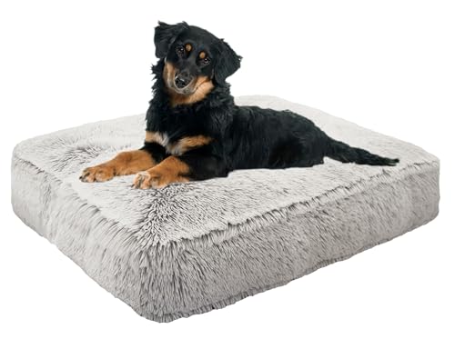 0850043422686 - BESSIE AND BARNIE RECTANGLE DOG BED - EXTRA PLUSH FAUX FUR DOG BEAN BAG BED - FLUFFY DOG BEDS FOR LARGE DOGS - WATERPROOF LINING AND REMOVABLE WASHABLE COVER - MULTIPLE SIZES & COLORS AVAILABLE