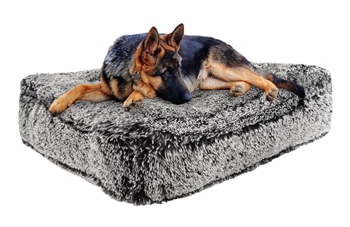 0850043422730 - BESSIE AND BARNIE RECTANGLE DOG BED - EXTRA PLUSH FAUX FUR DOG BEAN BAG BED - FLUFFY DOG BEDS FOR LARGE DOGS - WATERPROOF LINING AND REMOVABLE WASHABLE COVER - MULTIPLE SIZES & COLORS AVAILABLE