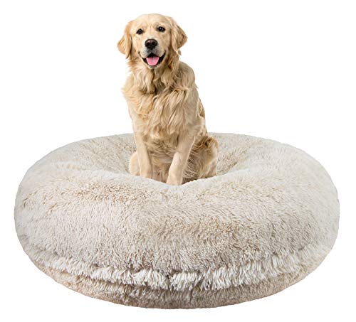 0850043422785 - BESSIE AND BARNIE BAGEL DOG BED - EXTRA PLUSH FAUX FUR DOG BEAN BED - CIRCLE DOG BED - WATERPROOF LINING AND REMOVABLE WASHABLE COVER - CALMING DOG BED - MULTIPLE SIZES & COLORS AVAILABLE