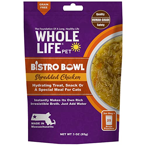 0850043516125 - WHOLE LIFE PET PRODUCTS BISTRO BOWLS SHREDDED CHICKEN HUMAN GRADE FOOD TOPPER FOR CATS, PICKY EATERS, MADE IN THE USA, 3 OUNCE