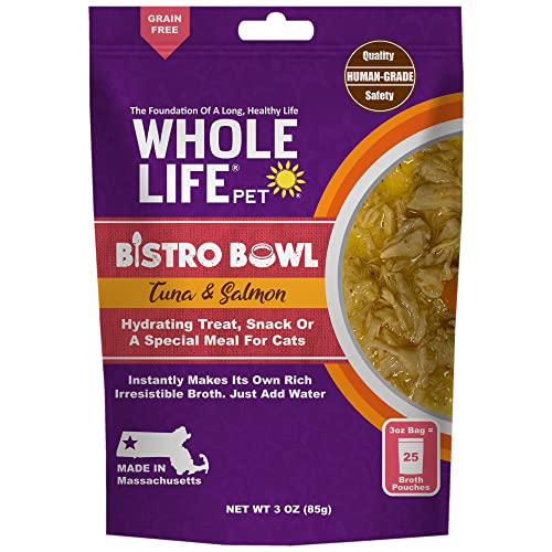 0850043516163 - WHOLE LIFE PET PRODUCTS BISTRO BOWLS SHREDDED TUNA & SALMON HUMAN GRADE FOOD TOPPER FOR CATS, PICKY EATERS, MADE IN THE USA, 3 OUNCE
