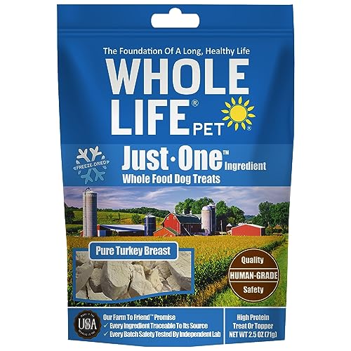 0850043516385 - WHOLE LIFE PET JUST ONE TURKEY - DOG TREAT OR TOPPER - HUMAN GRADE, FREEZE DRIED, ONE INGREDIENT - PROTEIN RICH, GRAIN FREE, MADE IN THE USA