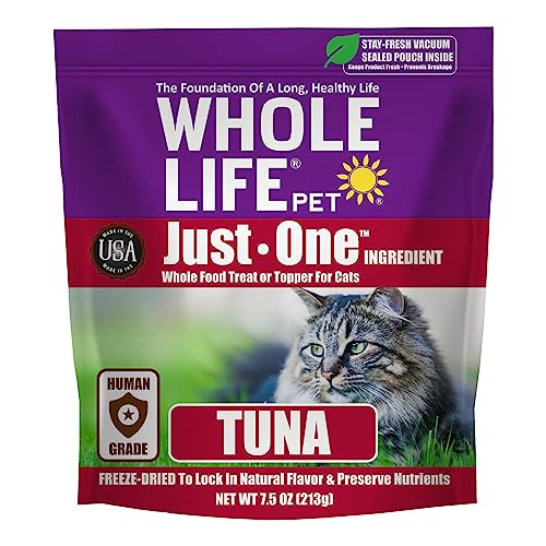 0850043516545 - WHOLE LIFE PET JUST ONE TUNA - CAT TREAT OR TOPPER - HUMAN GRADE, FREEZE DRIED, ONE INGREDIENT - PROTEIN RICH, GRAIN FREE, MADE IN THE USA