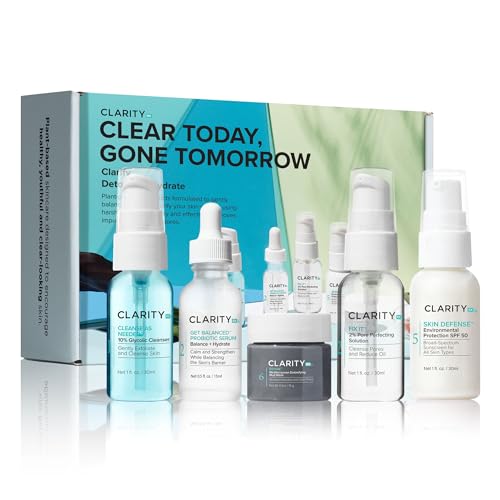 0850046166013 - CLARITYRX CLEAR TODAY GONE TOMORROW SKINCARE KIT, 5-PIECE PLANT-BASED SET FOR ACNE-PRONE SKIN