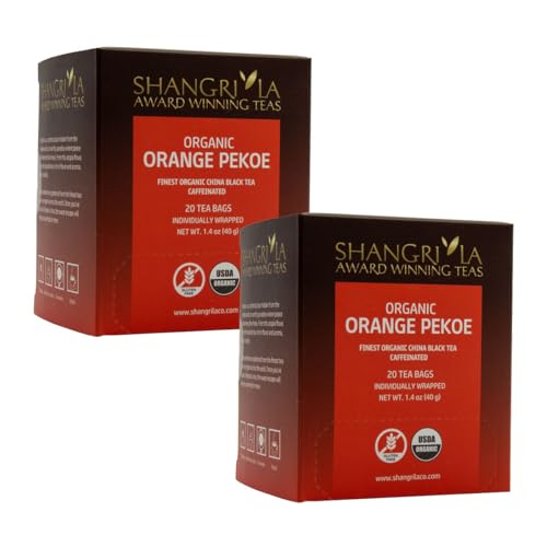 0850046546358 - SHANGRI-LA TEA COMPANY ORGANIC ORANGE PEKOE TEA, 2 BOXES WITH 20 TEA BAGS EACH (40 TOTAL)