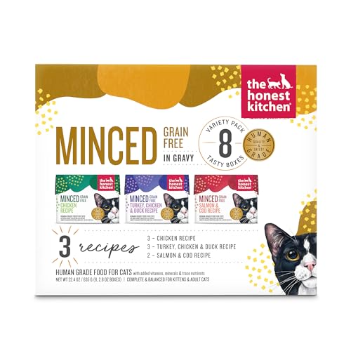 0850046988509 - THE HONEST KITCHEN MINCED - GRAIN FREE WET CAT FOOD WITH BONE BROTH GRAVY VARIETY PACK, 2.8 OZ (PACK OF 8)