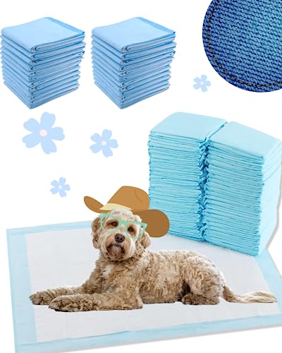 0850047851444 - DOG AND PUPPY PET PEE TRAINING PADS WITH ODOR-ELIMINATING LEAK-PROOF QUICK-DRY DESIGN, POTTY TRAINING, SUPER ABSORBENCY, X-LARGE SIZE, 35.4 X 23.6 INCHES, PACK OF 20, BLUE & WHITE