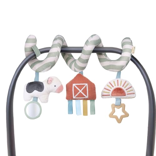 0850049816472 - ITZY RITZY SPIRAL CAR SEAT & STROLLER ACTIVITY TOY; INCLUDES DANGLING RING, MIRROR AND TEXTURED RIBBONS; FARM