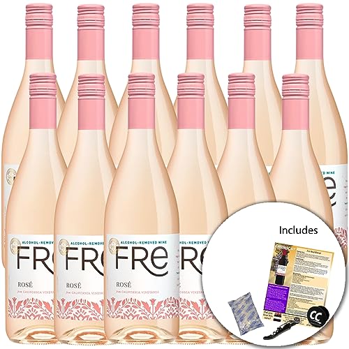0850050047551 - SUTTER HOME FRE ROSÉ NON-ALCOHOLIC WINE, EXPERIENCE BUNDLE WITH PHONE GRIP, SEASONAL WINE PAIRINGS & RECIPES, 12/750ML, 12-PACK