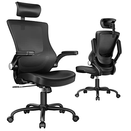 0850052078171 - MARSAIL OFFICE CHAIR ERGONOMIC DESK CHAIR,MESH BACK COMPUTER CHAIR WITH ADJUSTABLE LUMBAR SUPPORT&FLIP-UP ARMRESTS,ERGONOMIC ADJUSTABLE HEIGHT HOME OFFICE DESK CHAIRS,BLACK