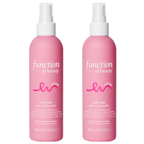 0850053327537 - FUNCTION OF BEAUTY CURLY HAIR CURLS WITH BENEFITS DETANGLE, DEFINE & SHINE SPRAY, 7 OZ EACH (2-PACK) - FORMULATED WITH COCONUT OIL, VEGAN SQUALANE, & CASTOR OIL, USE AS DETANGLER OR STYLER