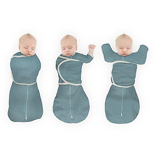 0850053806032 - SWADDLEDESIGNS 6-WAY OMNI SWADDLE SACK FOR NEWBORN WITH WRAP & ARMS UP SLEEVES & MITTEN CUFFS, EASY TRANSITION, BETTER SLEEP FOR BABY BOYS & GIRLS, HEATHERED TEAL, SMALL, 0-3 MONTHS
