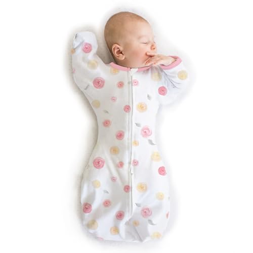 0850053806407 - AMAZING BABY TRANSITIONAL SWADDLE SACK WITH ARMS UP HALF-LENGTH SLEEVES AND MITTEN CUFFS, EASY SWADDLE TRANSITION, BETTER SLEEP FOR BABY GIRLS, LITTLE WATERCOLOR ROSES, PINK, SMALL, 0-3 MO, 6-14 LBS