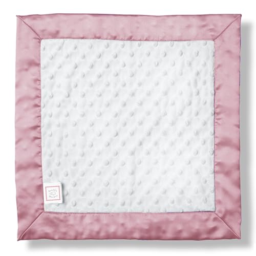 0850053806896 - SWADDLEDESIGNS BABY LOVIE, SMALL SECURITY BLANKET, PLUSH DOTS WITH SATIN TRIM, PINK, 14 X 14 INCHES