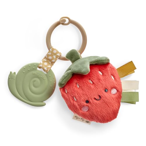 0850055011557 - ITZY RITZY ITZY PAL INFANT TOY & TEETHER; INCLUDES LOVEY, CRINKLE SOUND, TEXTURED RIBBONS & SILICONE TEETHER, STRAWBERRY