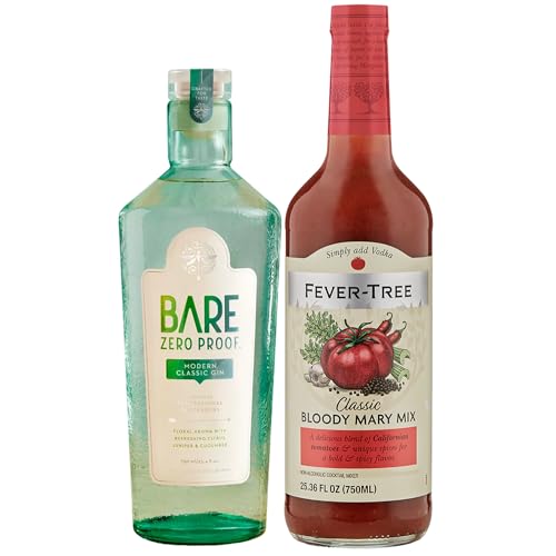 0850060382451 - BARE ZERO PROOF MODERN CLASSIC NON-ALCOHOLIC GIN BUNDLE WITH FEVER TREE BLOODY MARY MIX (SPICY RED SNAPPER) - PREMIUM ZERO-PROOF LIQUOR SPIRITS FOR A REFRESHING EXPERIENCE