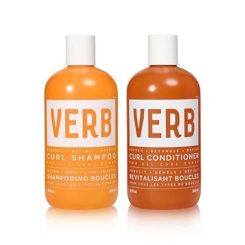 0850061807007 - VERB CURL SHAMPOO & CONDITIONER DUO - MILD, CLEANSE AND SMOOTH CURL DEFINING SHAMPOO FOR FRIZZY HAIR + SOFTEN, DEFINE AND HYDRATE FRIZZ CONTROL CONDITIONER - VEGAN & SULFATE FREE, 12 FL OZ