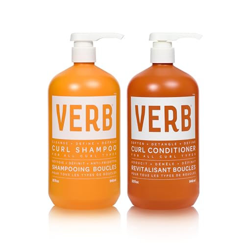 0850061807014 - VERB CURL SHAMPOO & CONDITIONER DUO - MILD, CLEANSE AND SMOOTH CURL DEFINING SHAMPOO FOR FRIZZY HAIR + SOFTEN, DEFINE AND HYDRATE FRIZZ CONTROL CONDITIONER - VEGAN & SULFATE FREE, 32 FL OZ