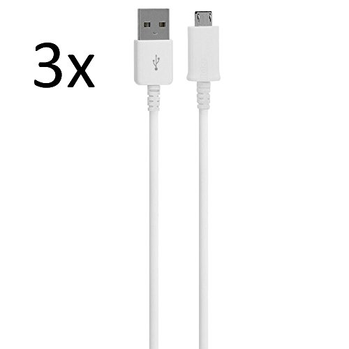 0850163007633 - THREE PACK WHITE 5 FOOT MICRO USB DATA CHARGING FAST RAPID CABLES FOR SAMSUNG GALAXY S7 S6 NOTE 5 4 COMPATIBLE WITH MOTOROLA LG HTC
