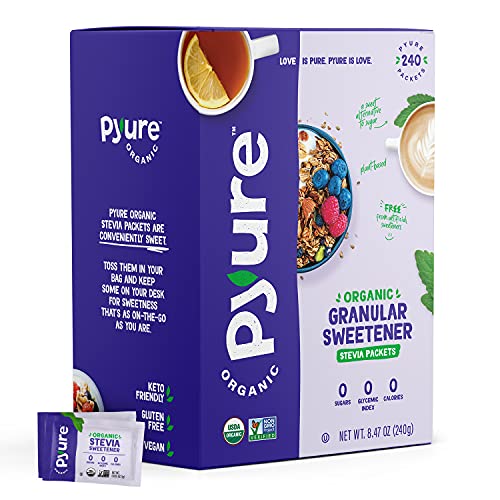 0850196003886 - PYURE ORGANIC STEVIA SWEETENER PACKETS, GRANULATED SUGAR SUBSTITUTE, 240 COUNT