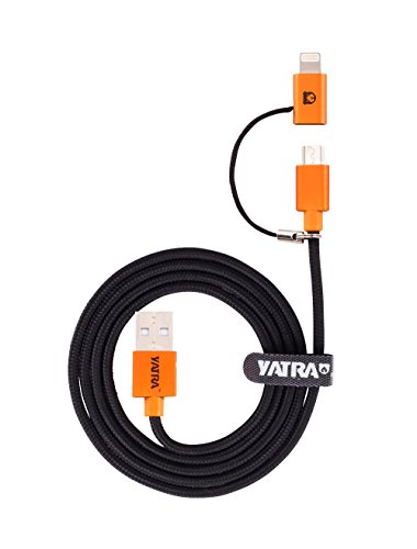 0850709006038 - IPHONE/ANDROID LIGHTNING AND MICRO USB 2-IN-1 CONVERTIBLE SUPER CABLE ALUMINIUM HOUSING BY YATRA