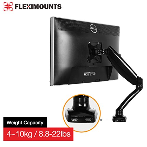 0850863006455 - FLEXIMOUNTS M3H HEAVY DUTY LCD STAND FULL MOTION DESK MOUNT FOR 10''-27'' SAMSUNG/LG/HP/AOC/DELL/ASUS/ACER LCD COMPUTER MONITOR ,8.8-22 LBS WEIGHT-BEARING WITH SWIVEL GAS SPRING ARM AND USB CABLES,FIT SIT-STAND DESKTOP WORKSTATION STAND