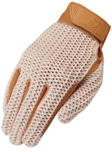 0851047008616 - HERITAGE CROCHET RIDING GLOVE, NATURAL TAN, SIZE 8